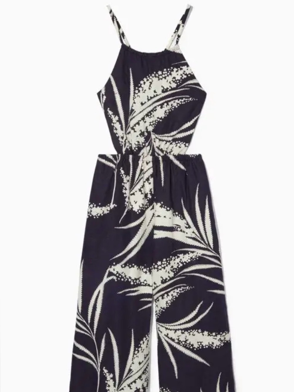 COS Black and White Halter Wide-Leg Jumpsuit